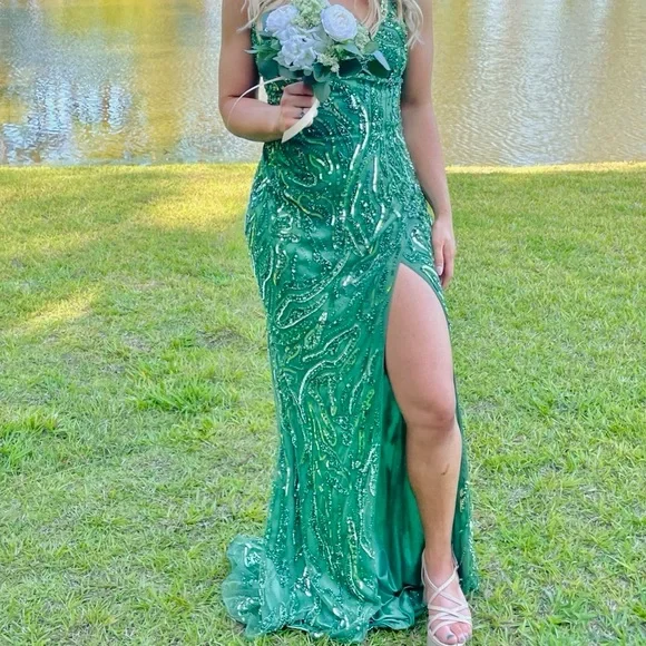 green emerald velvet dress Gingham Print Maxi Dress
